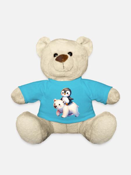 Pinguin und Eisbär Geschenk - Teddy - Atollblau