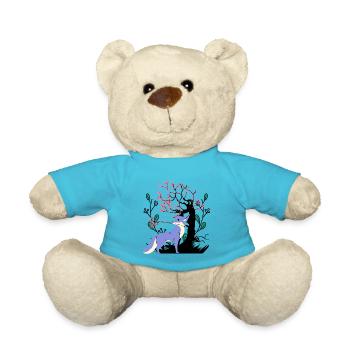 Vintage Fox Woodland Animal Foxes Nature - Teddy Bear - atoll blue - Front
