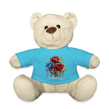 Blumen Frauen Mädchenpower Design Kunst Weiblich Rose - Teddy - Atollblau - Vorne
