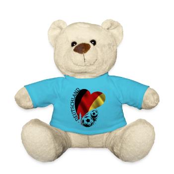 Fussball Herz Deutschland Liebe Schwarzrotgelb - Teddy - Atollblau - Vorne
