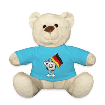Deutschland Fussball mit Fahne Trikot - Teddy - Atollblau - Vorne
