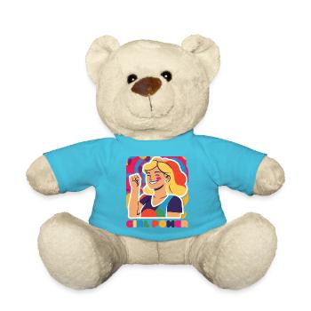 Girl Power Motifs - Statement, Feminism Women - Teddy Bear - atoll blue - Front
