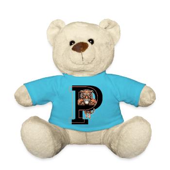 Tiger Buchstabe P - Geschenkidee - Teddy - Atollblau - Vorne