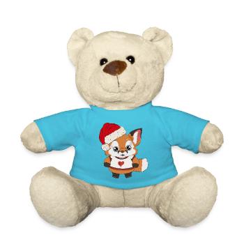 Fuchs Baby mit Weihnachtsmütze - Teddy - Atollblau - Vorne