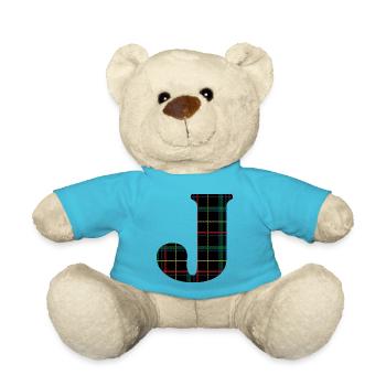 Monogrammed Scottish tartan j - Teddy Bear - atoll blue - Front