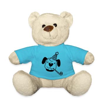 Dog Face Birthday Party Hat Celebrate Toad Fun - Teddy Bear - atoll blue - Front