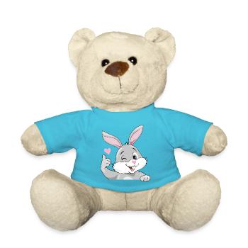 Lächelnder zwinkernder Hase gefällt mir - Teddy - Atollblau - Vorne