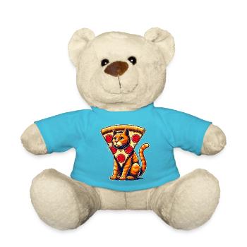 Funny Pizza Cat Fusion Illustration - Teddy Bear - atoll blue - Front