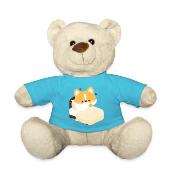 Tired Corgi on Bed - Teddy Bear - atoll blue - Front