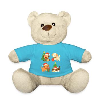 Weihnachtshunde mit Geschenken - Teddy - Atollblau - Vorne