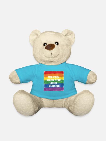 Pride Design: Menschenrechte statt rechte Menschen - Teddy - Atollblau