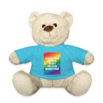 Menschenrechte statt Hass und Hetze - Teddy - Atollblau - Vorne
