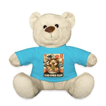 Ramen Nouilles, Amoureux des Chats, Kats Kawaii Rétro - Nounours - bleu outremer - Devant