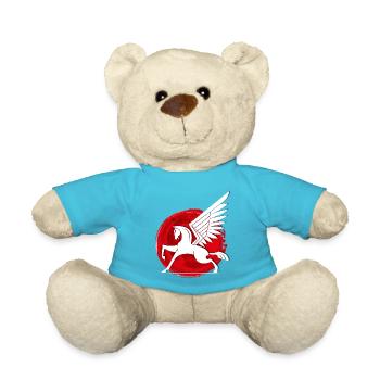 Pegasus im Roten Kreis Pferd schimmel reiten Sage - Teddy - Atollblau - Vorne