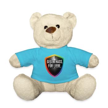 Gegen Hass Für Liebe Statement Shirt Sticker - Teddy - Atollblau - Vorne