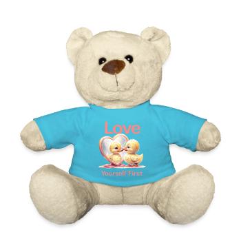 Cartoon Duck Admiring Reflection In Heart mirror - Teddy Bear - atoll blue - Front