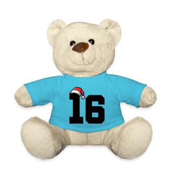 16 Zahl Weihnachten - Teddy - Atollblau - Vorne