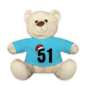 51 Zahl Weihnachten - Teddy - Atollblau - Vorne