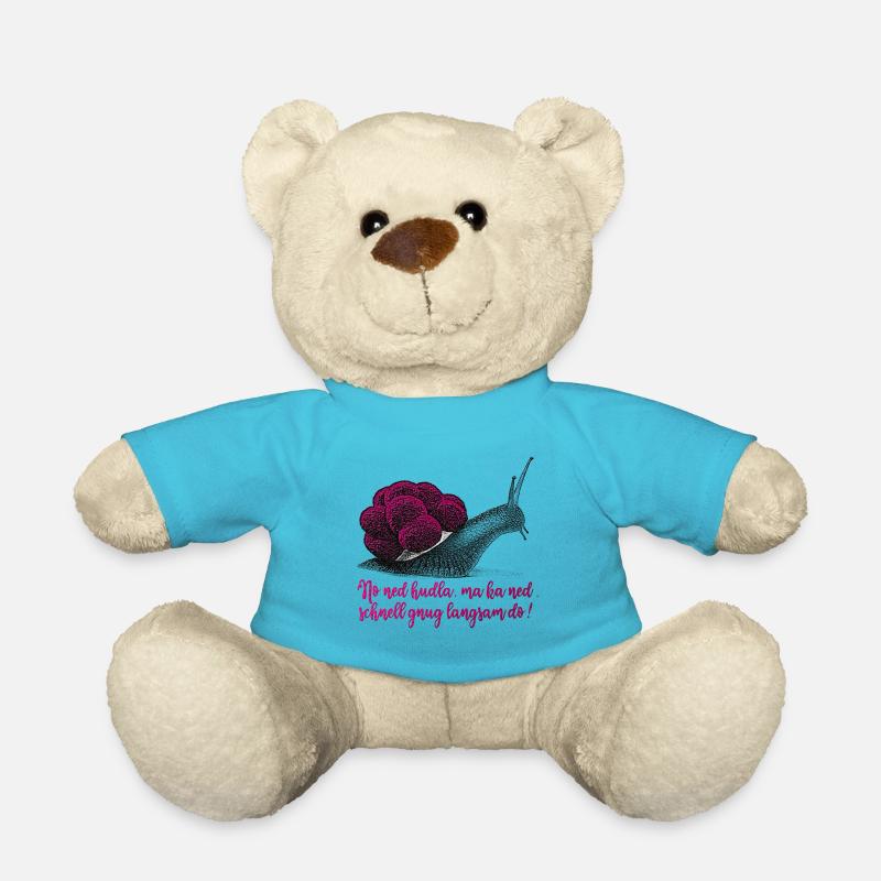 Schnecke mit Bollenhut und Schwäbischem Spruch - Teddy - Atollblau