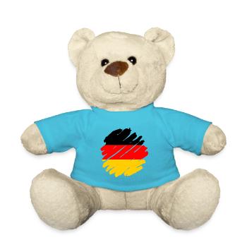 Deutschland Flagge Deutsche Fahne Used Look Heimat - Teddy - Atollblau - Vorne