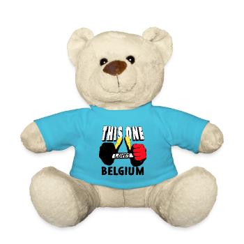 Belgium Flag Vintage Belgian Flag Used Look - Teddy Bear - atoll blue - Front
