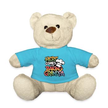 Hier kommt der backende Opa lustiger Bäckerspruch - Teddy - Atollblau - Vorne
