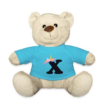 Unicorn Letter Rainbow Style "X" | be unique - Teddy Bear - atoll blue - Front