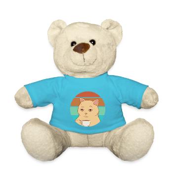 Cat with a coffee | Working day tired - Teddy Bear - atoll blue - Front
