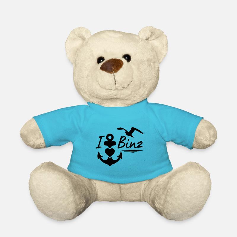 Binz-Ich liebe Binz mit Anker Herz & Möwe-Ostsee - Teddy - Atollblau