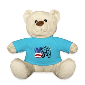 Basset Hound US Amerika Fahne Hunde Wilsigns - Teddy - Atollblau - Vorne