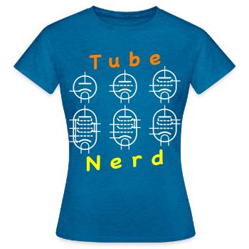 Vacuum Tube Nerd - Frauen T-Shirt - Antikblaues Saphir meliert - Vorne - AI Model Female 172 dark (172cm)