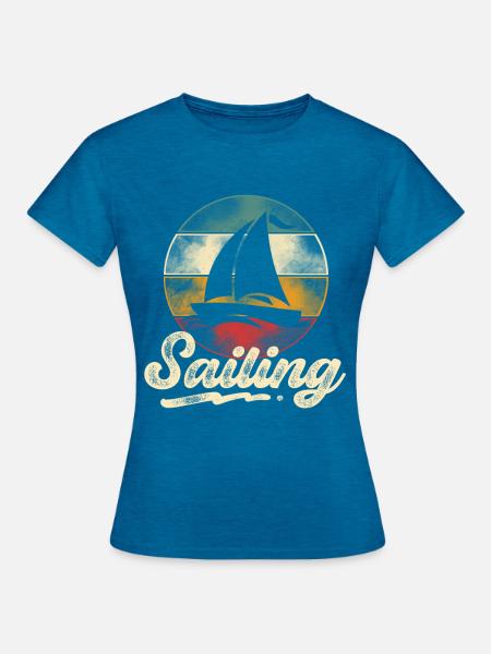 Segeln Segler Segelboot - Frauen T-Shirt - Antikblaues Saphir meliert