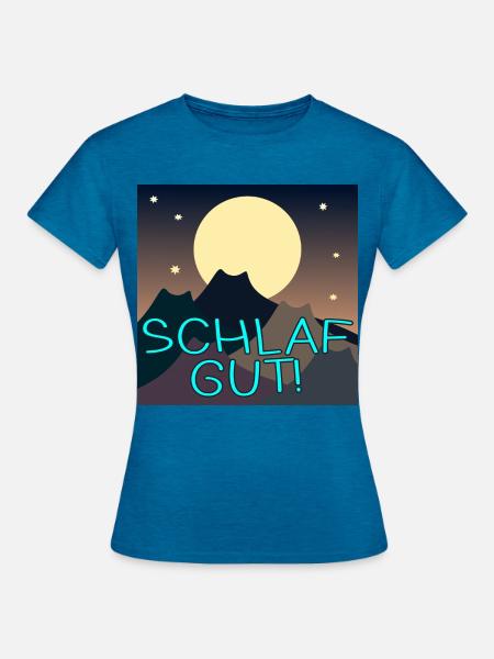 Vollmond Katzen - Frauen T-Shirt - Antikblaues Saphir meliert