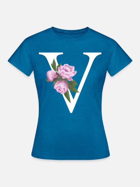 V - Frauen T-Shirt - Antikblaues Saphir meliert