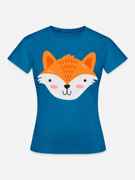 Süßer Fuchs Skandi Stil - Frauen T-Shirt - Antikblaues Saphir meliert