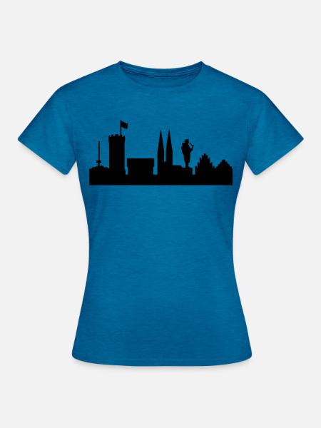 Bielefeld Skyline - Frauen T-Shirt - Antikblaues Saphir meliert