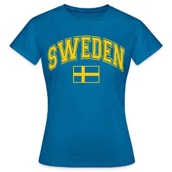Schweden Flagge - Frauen T-Shirt - Antikblaues Saphir meliert - Vorne - AI Model Female 172 dark (172cm)