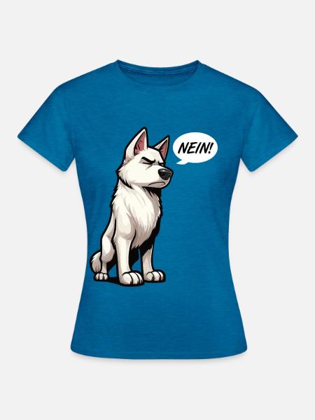 Nein Weißer Schäferhund Schäferhund Schäferhunde - Frauen T-Shirt - Antikblaues Saphir meliert