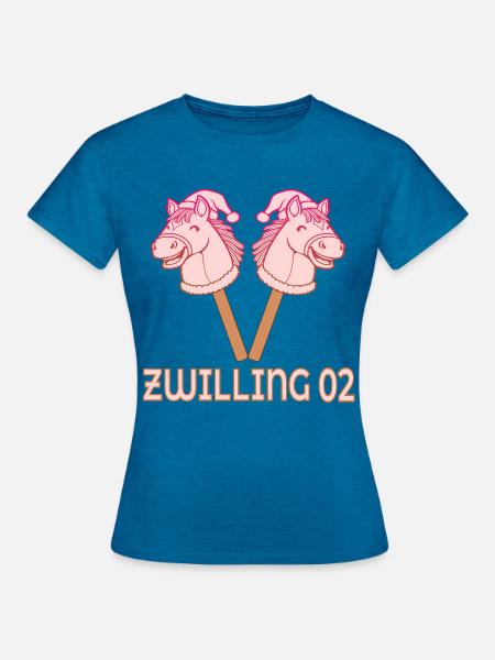 Weihnachten Zwillinge Steckenpferde 02 - Frauen T-Shirt - Antikblaues Saphir meliert
