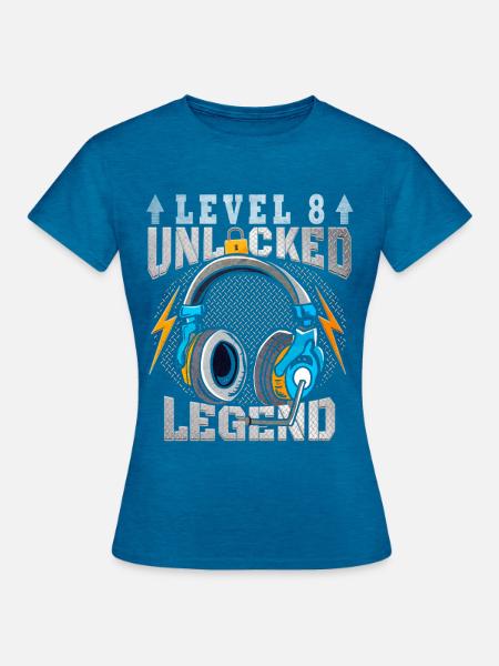Level 8 Entsperrt – Legende - Frauen T-Shirt - Antikblaues Saphir meliert