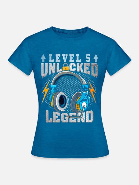 Level 5 Entsperrt Legende - Frauen T-Shirt - Antikblaues Saphir meliert