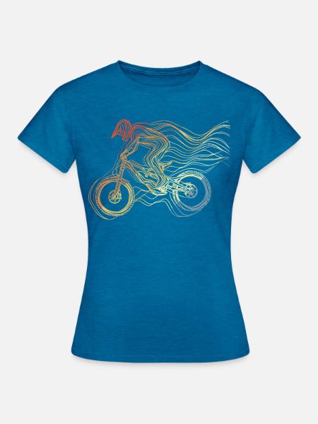 Mountainbiker Retro Stil - Frauen T-Shirt - Antikblaues Saphir meliert