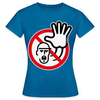 Panneau d’avertissement / Avertissement / Interdiction (Symbole / 3C) - T-shirt Femme - bleu saphir antique chiné - Devant - AI Model Female 172 dark (172cm)