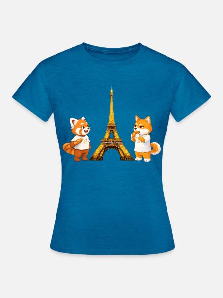 Faul und grummelig in Paris - Frauen T-Shirt - Antikblaues Saphir meliert