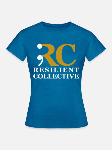 Widerstandsfähiges Kollektiv-Emblem - Frauen T-Shirt - Antikblaues Saphir meliert