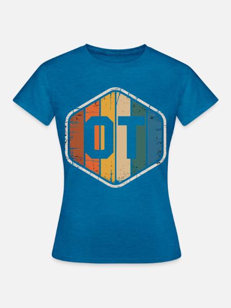 Retro OTI Schild Farbenvielfalt - Frauen T-Shirt - Antikblaues Saphir meliert