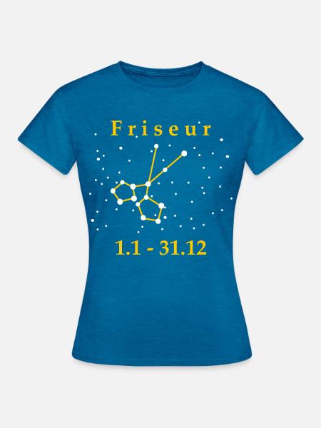 Friseur Sternzeichen Geschenk Friseurin - Frauen T-Shirt - Antikblaues Saphir meliert