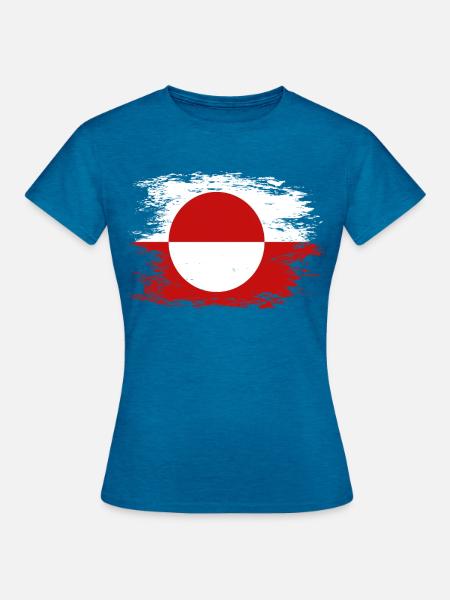 Grönland Flagge used - Frauen T-Shirt - Antikblaues Saphir meliert