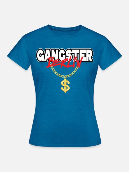 Gangster_Berlin_mit_Goldkette - Frauen T-Shirt - Antikblaues Saphir meliert