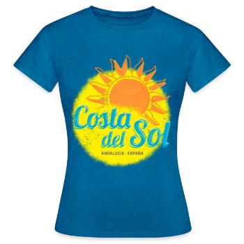 Costa del Sol Spanien Andalusien Málaga Souvenir - Frauen T-Shirt - Antikblaues Saphir meliert - Vorne - AI Model Female 172 dark (172cm)